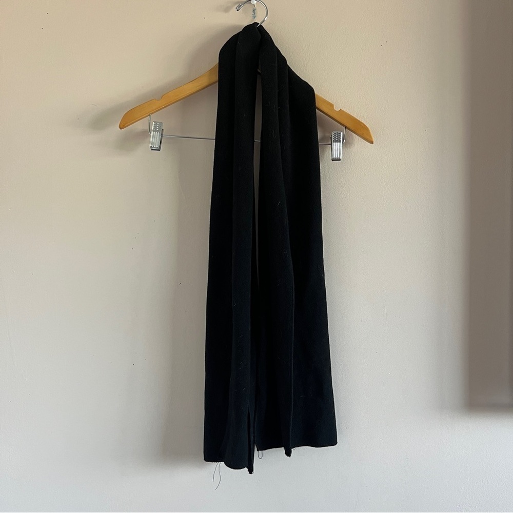 Black Fleece Scarf Soft Warm Winter Solid Color Unisex Cozy